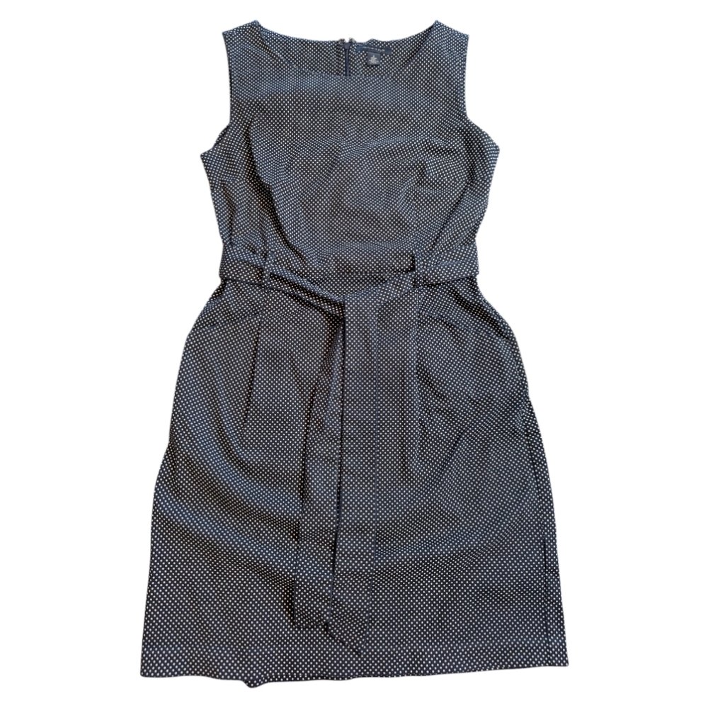 Tommy Hilfiger navy and white polka dot belted dress, size 6